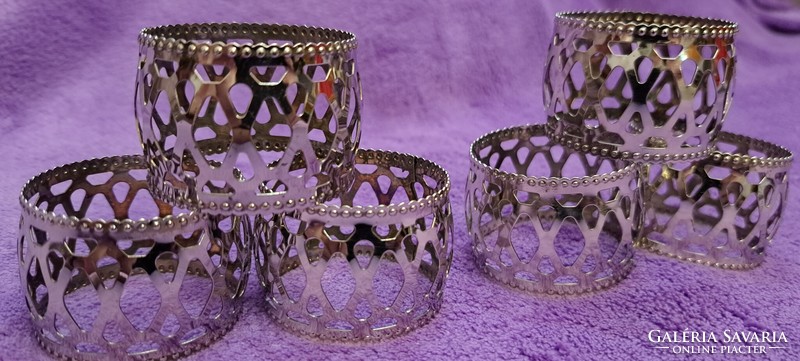 6 silver-plated napkin rings (m4367)