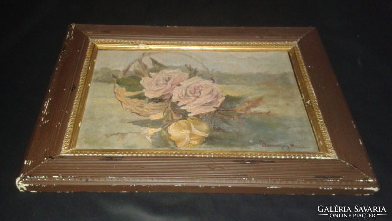 Antique signed painting (40 x 53 in frame)