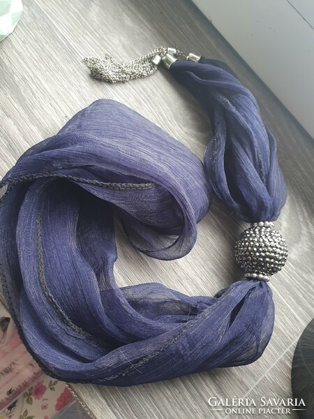 Elegant festive collar / scarf combination in deep blue
