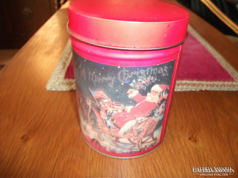 Old Australian metal box with a picture of Santa in good condition for its age