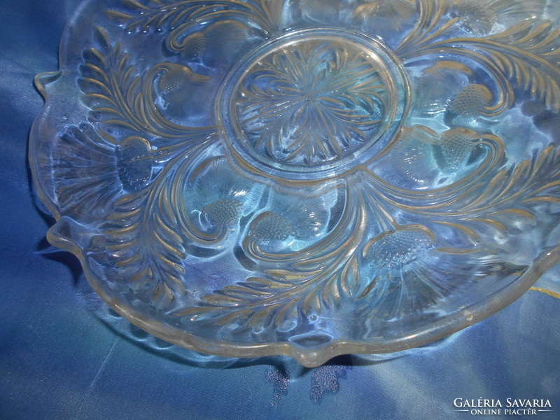 Kínálótál-  vastag, masszív  üveg tál 26,5 cm
