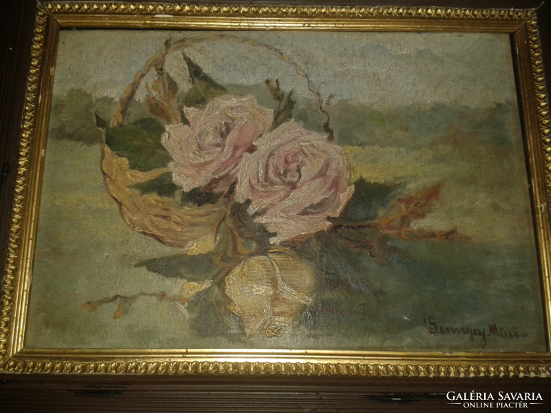 Antique signed painting (40 x 53 in frame)