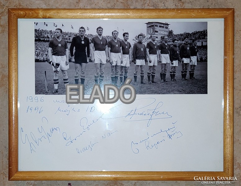 Aranycsapat 1954 VB döntő kép aláírásokkal Puskás, Czibor, Hidegkuti, Grosics, Buzánszky, Szepesi