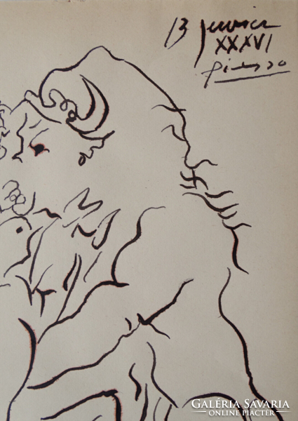 Pablo Picasso - Kentaur és nő, eredetiségi levél!