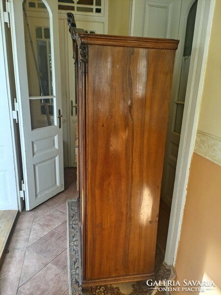 Viennese Baroque style, two-door wardrobe, second half of the 19th century, with polished glass.