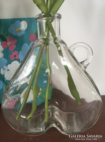 Üveg szív váza/flaska/üveg/dekor-figurális