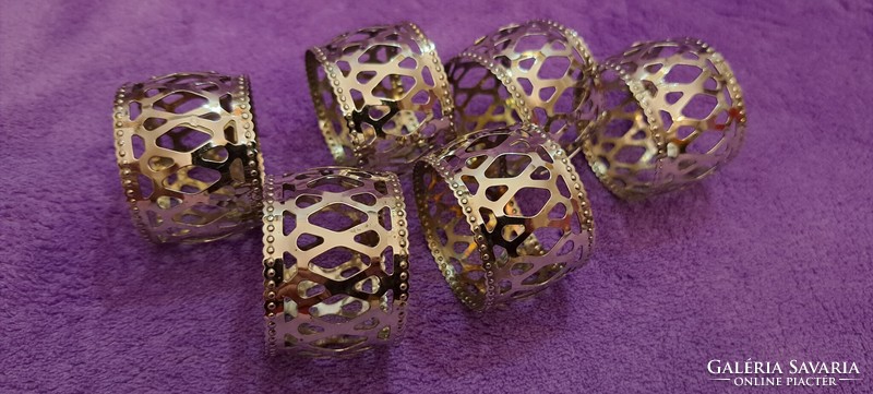 6 silver-plated napkin rings (m4367)