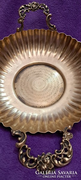 Antique Art Nouveau centerpiece, silver-plated copper bowl (m4363)