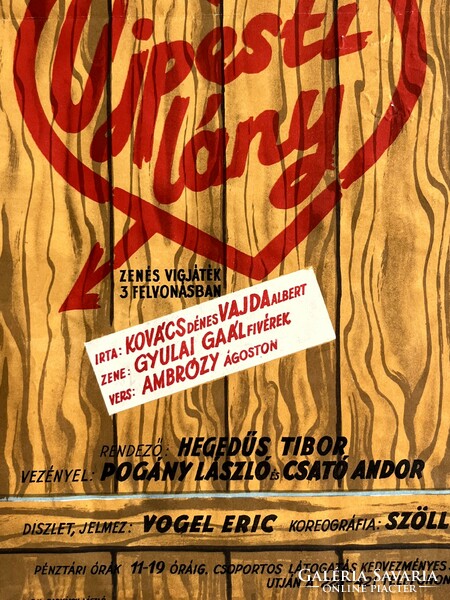 Vígszínház: poster of a performance by a girl from Újpest, theater poster, 1953.