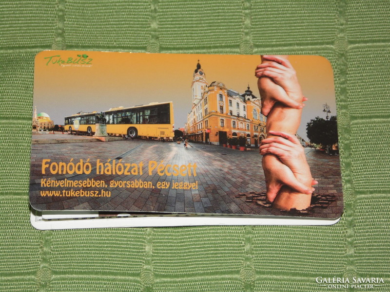 Kártyanaptár, Tükebusz PKV Pécs, Ikarus autóbusz, nyitható menetrend útvonal megálló, 2014,   (3)