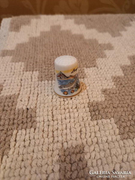 Nice old dolphin porcelain thimble ii. (3X2.3cm)