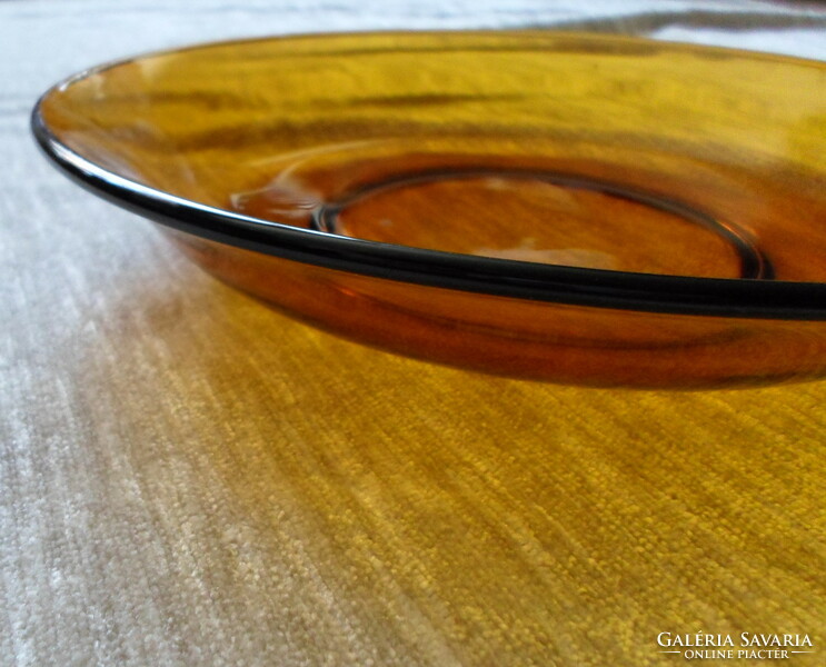 Retro glass bowl, round serving bowl (glass) 3. (Amber color)