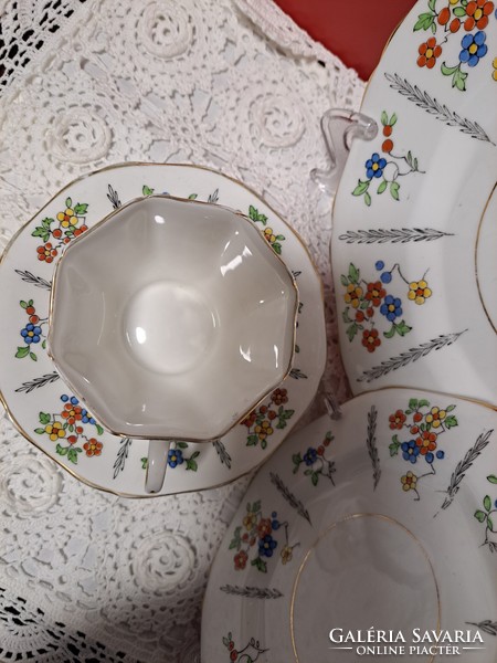 Ritka Angol Sutherland porcelán teás szett, kínáló tányérral