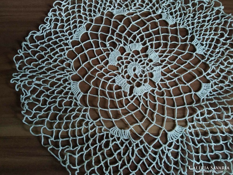 2 identical old circular very beautiful crocheted lace tablecloths in one