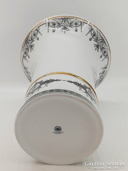 Hollóházi porcelán Korinthosz mintás váza, Románc sorozat, 20,8 cm