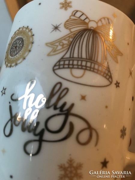 Gilded large size porcelain mug cup Christmas festive