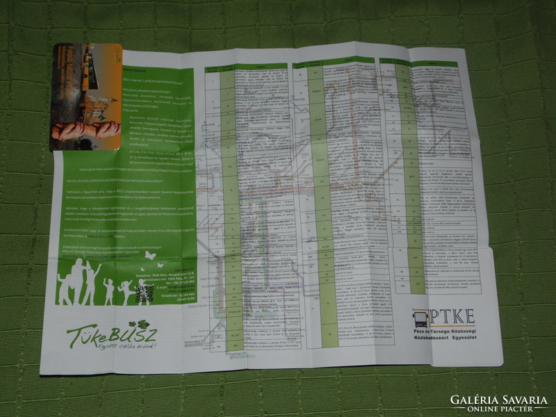 Card calendar, tükebus pkv Pécs, Ikarus bus, open schedule route stop, 2014, (3)