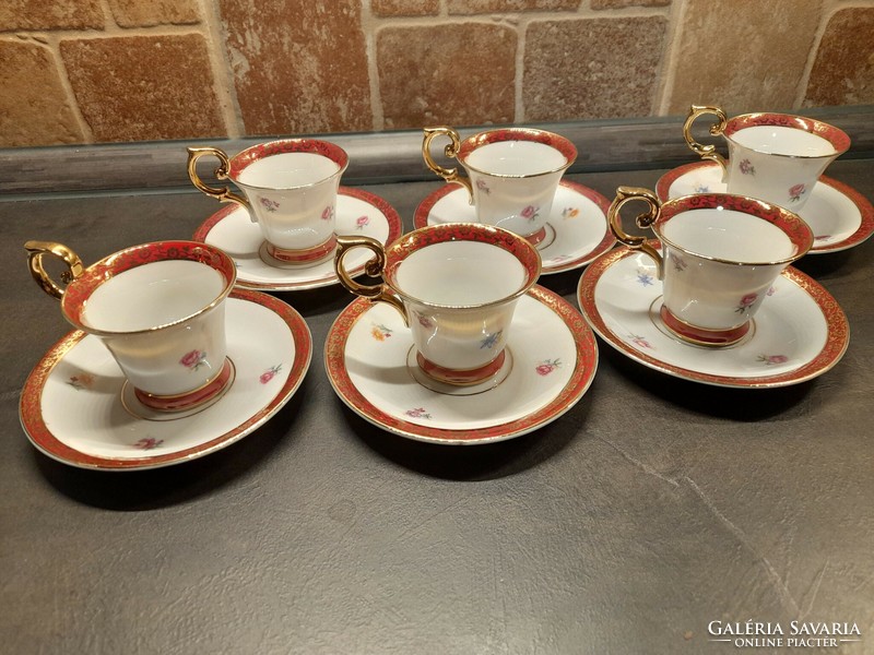 Beautiful martinroda small floral coffee set with gold-plated handle 6 pcs. Indicated