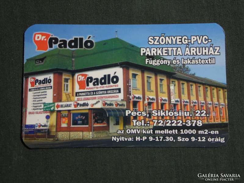 Kártyanaptár, Dr Padló, szőnyeg PVC parketta áruház, Pécs, 2010,   (3)