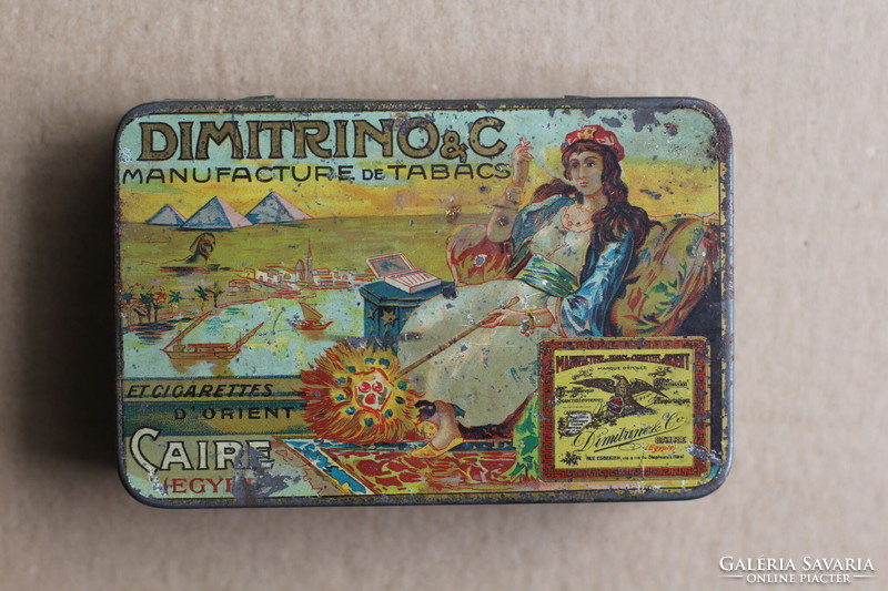 Dimitrino antik dohány cigaretta fém fémdoboz pléhdoboz doboz