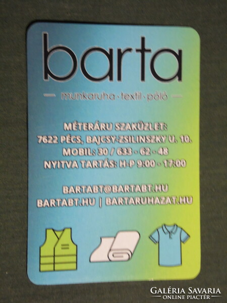 Card calendar, barta workwear store by the meter, Pécs, 2019, (3)