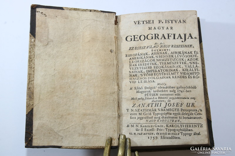 1757 - Vetsei P. István Magyar Geografiája - Teljes - Félbőr kötésben - Ritka!