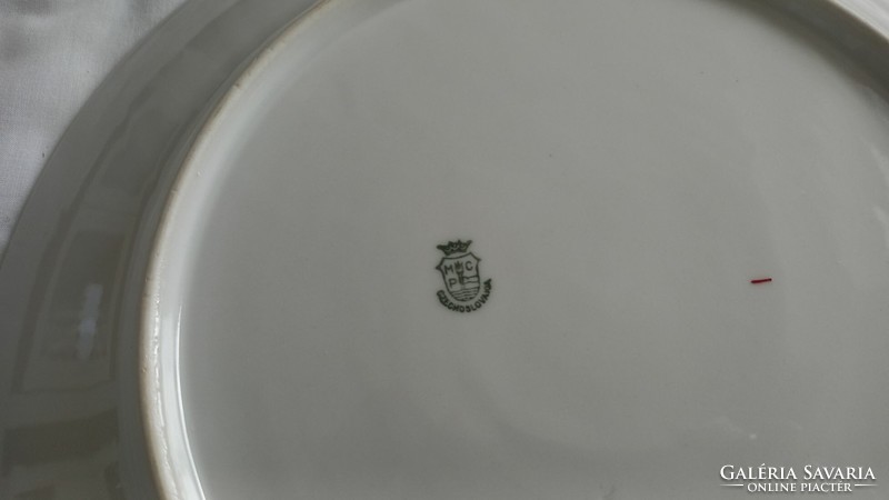 Czech porcelain, white serving bowl with gold rim (mcp, Czechoslovakia, Czechoslovakia)