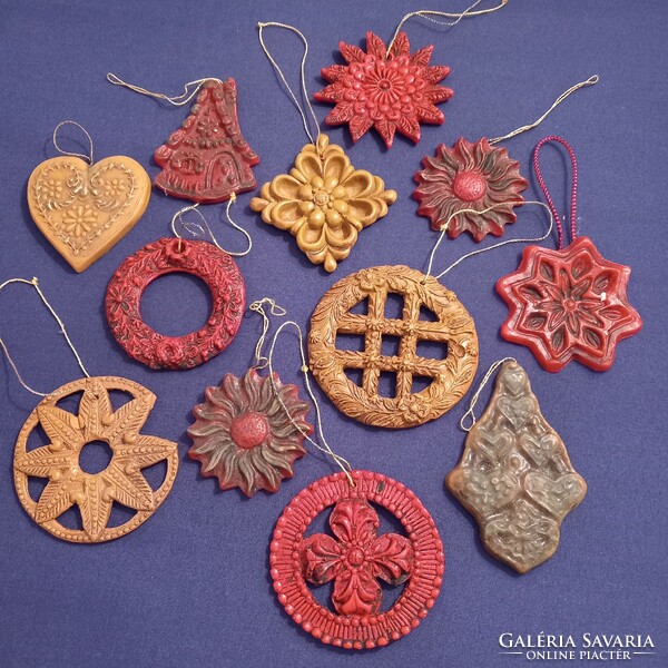 12 old, wax, various Christmas tree ornaments, or gingerbread molds, baking forms.