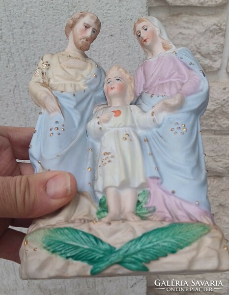 Antik Szent csalàs színes biszkvit-porcelàn.Àlló ès falra akasztható hàzi àldàs