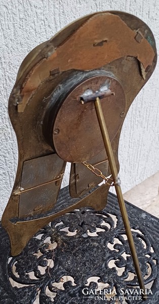 Antique special Art Nouveau table clock made of brass. Video too!