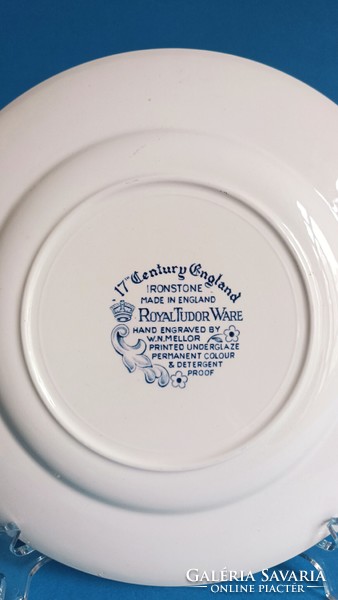 Ironstone Royal Tudor Ware Kék Jelenetes Angol Porcelán Tál Tányér