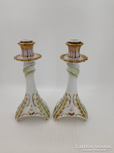 Pair of baroque candle holders from Hollóháza, 20 cm