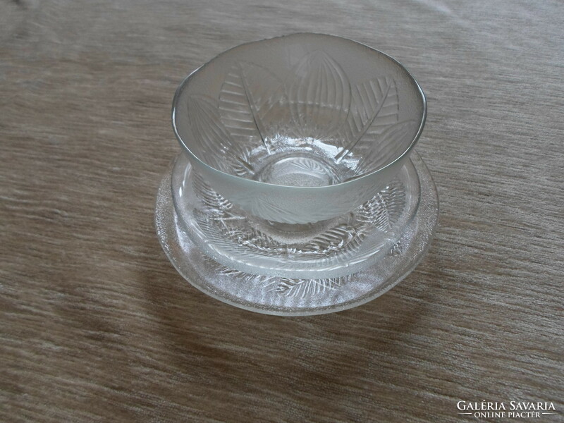 Retro glass set: bowl, plate