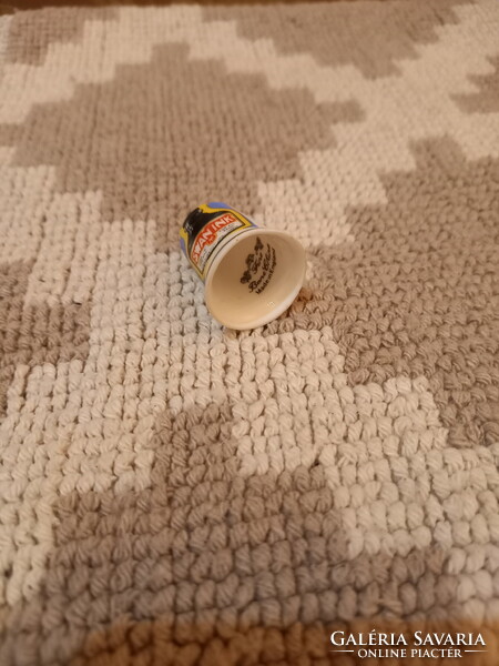 Nice old porcelain thimble with swan ink advertisement