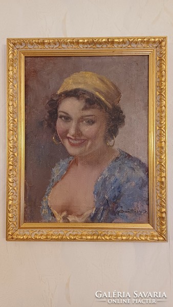 János Szöllősi: painting of a young girl.