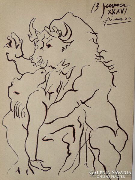 Pablo Picasso - centaur and woman, letter of authenticity!