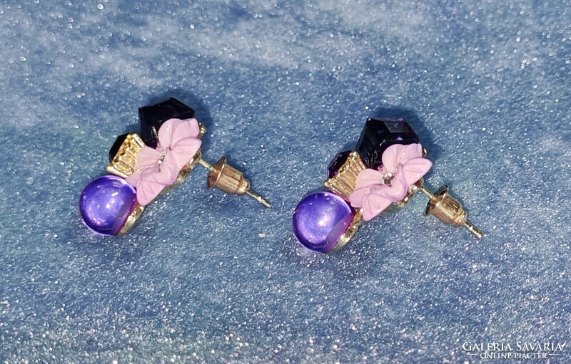 Gold-plated decorative purple gold filled flower earrings