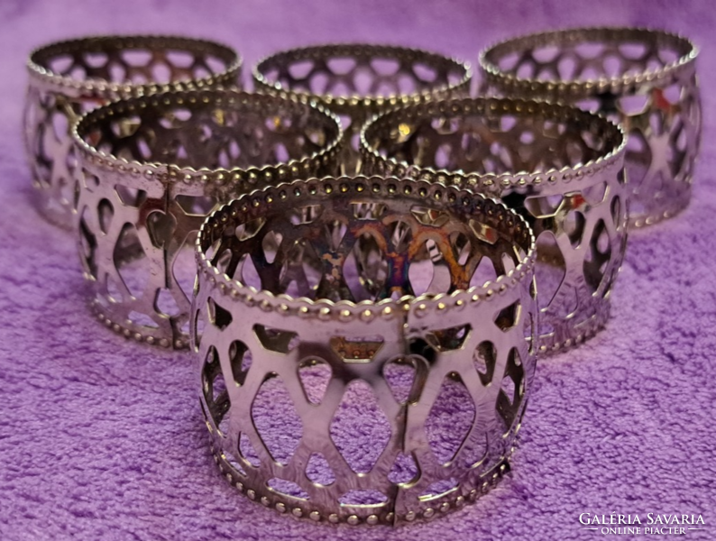 6 silver-plated napkin rings (m4367)