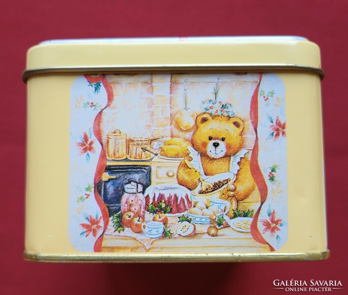 Christmas teddy bear metal box tin box cake biscuit storage gift box
