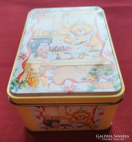 Christmas teddy bear metal box tin box cake biscuit storage gift box