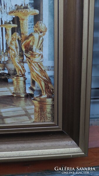 Üvegezett arany-fa képkeret, belső méret 24x30 cm