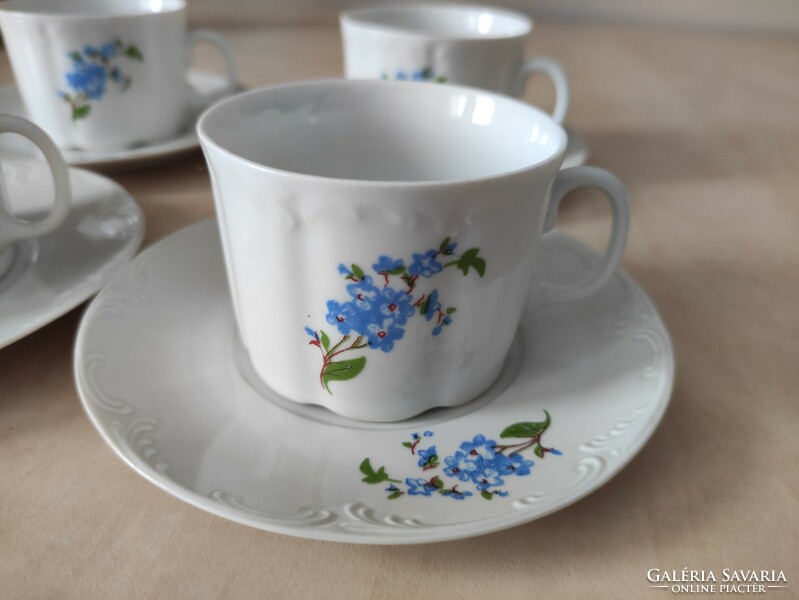 4 db apró kék nefelejcs virág mintás vintage Alpro porcelán mokkás csésze hibátlan