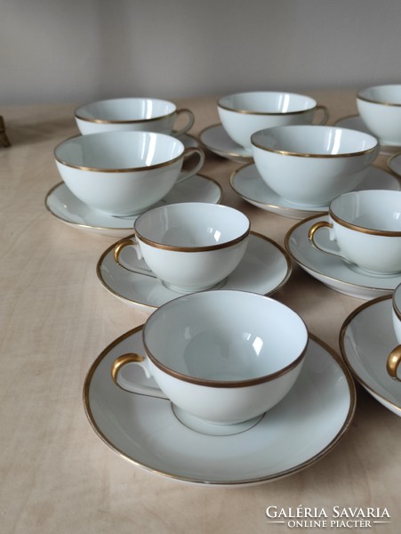 12 db os Alt Schönwald kávés és teás arannyal csíkozott porcelán készlet  hibátlan