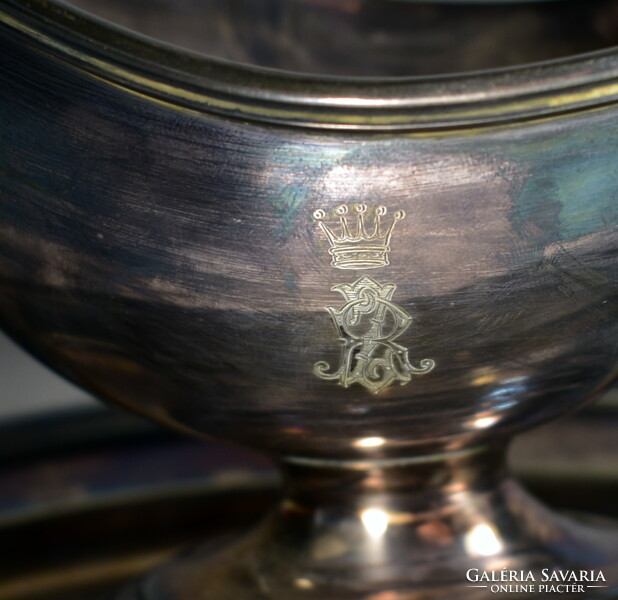 Noble coat of arms - monogrammed antique Berndorf sauce bowl