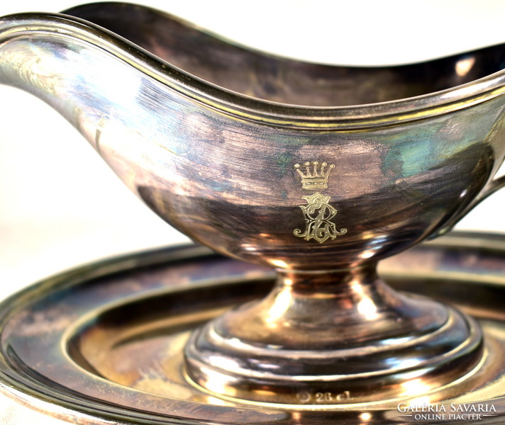 Noble coat of arms - monogrammed antique Berndorf sauce bowl