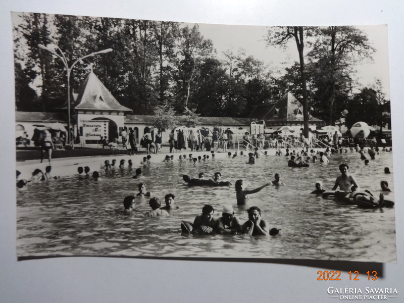 Old postcard: Harkányfürdő, beach (60s)