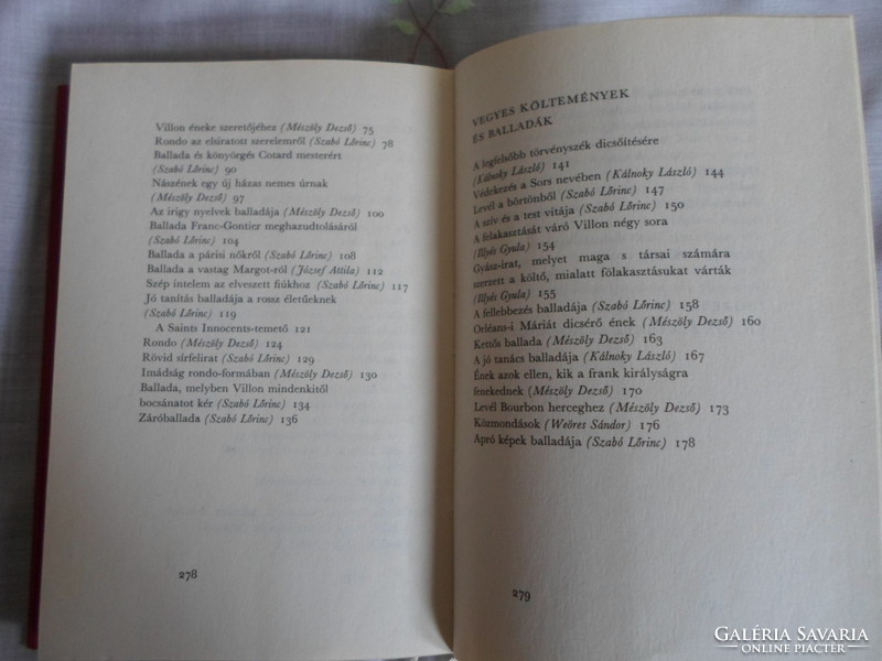 All poems by Francois villon (Hungarian helikon, 1971; French literature, poem)