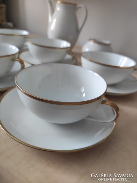 12 db os Alt Schönwald kávés és teás arannyal csíkozott porcelán készlet  hibátlan