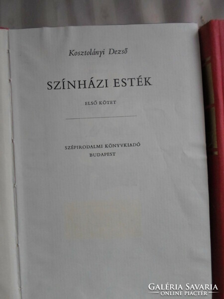 Kosztolányi Dezső: Színházi esték 1-2. (Szépirodalmi Könyvkiadó, 1978)