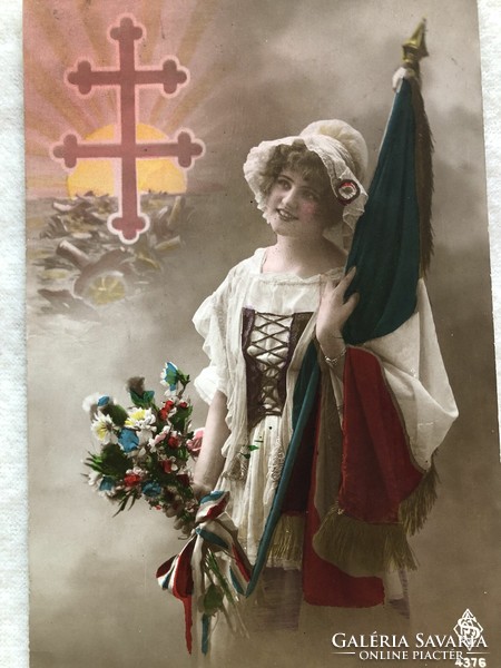 Antik színezett I. világháborús katonai fotó képeslap                               -8.